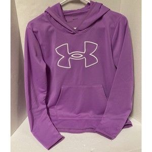 Under Armour Logo Pink 1358227 Hoodie Womens Loose Pullover Workout Hooded Sz S